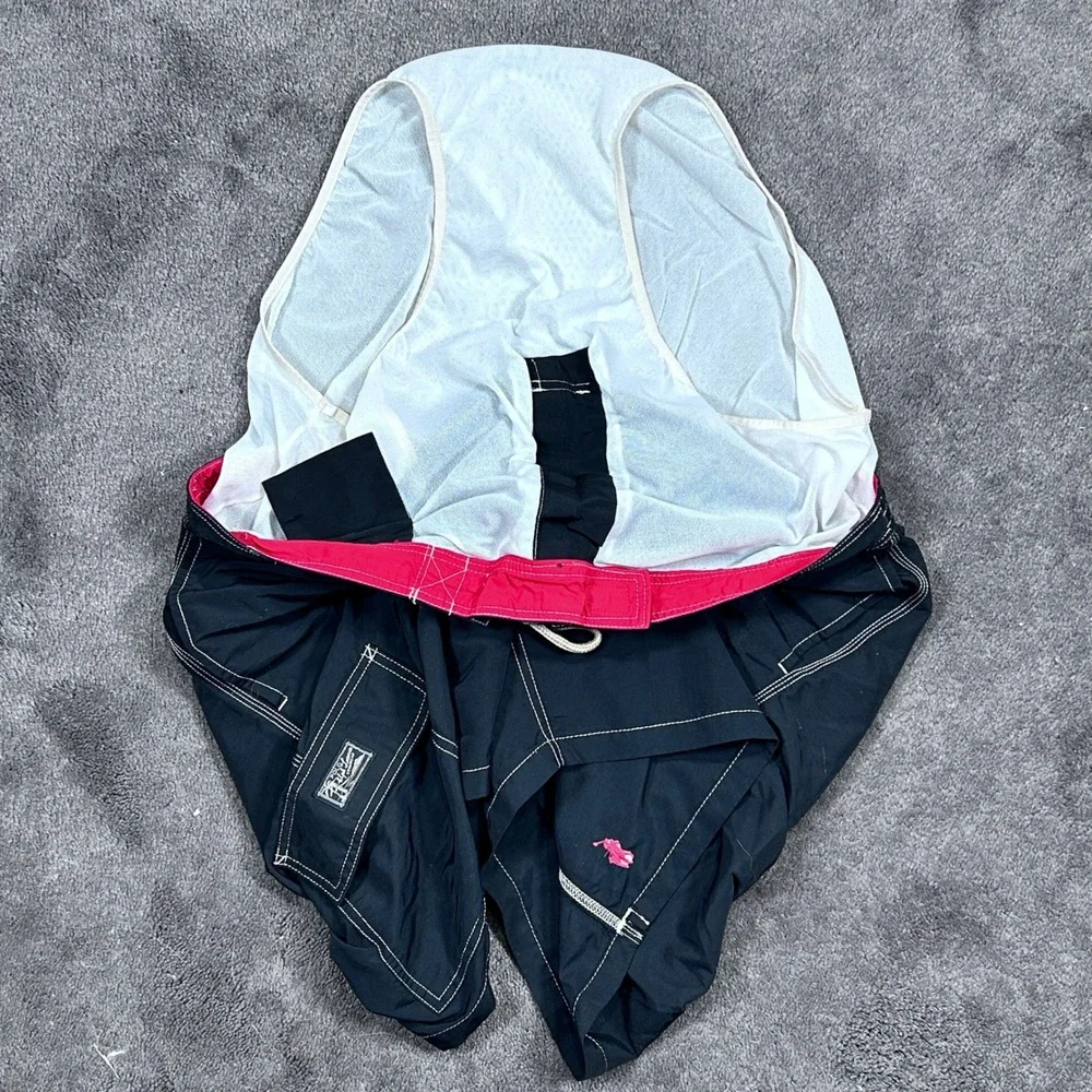 Polo Ralph Lauren Men 40 Black w Red Logo & Emblem Board Style Lined Swim Trunks